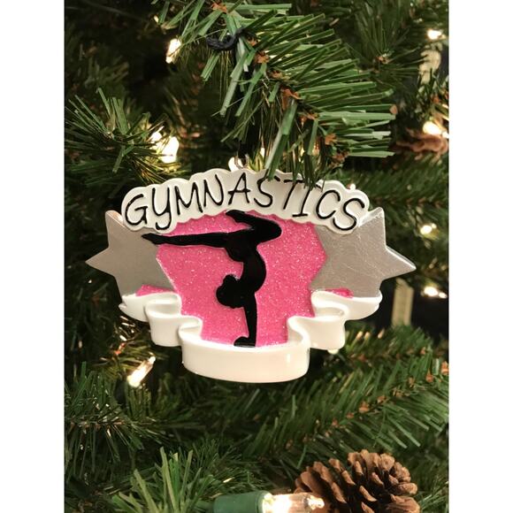 Girls Gymnastics Ornament Glittering Pink Christmas Tree Sports Athletic - Picture 3 of 3